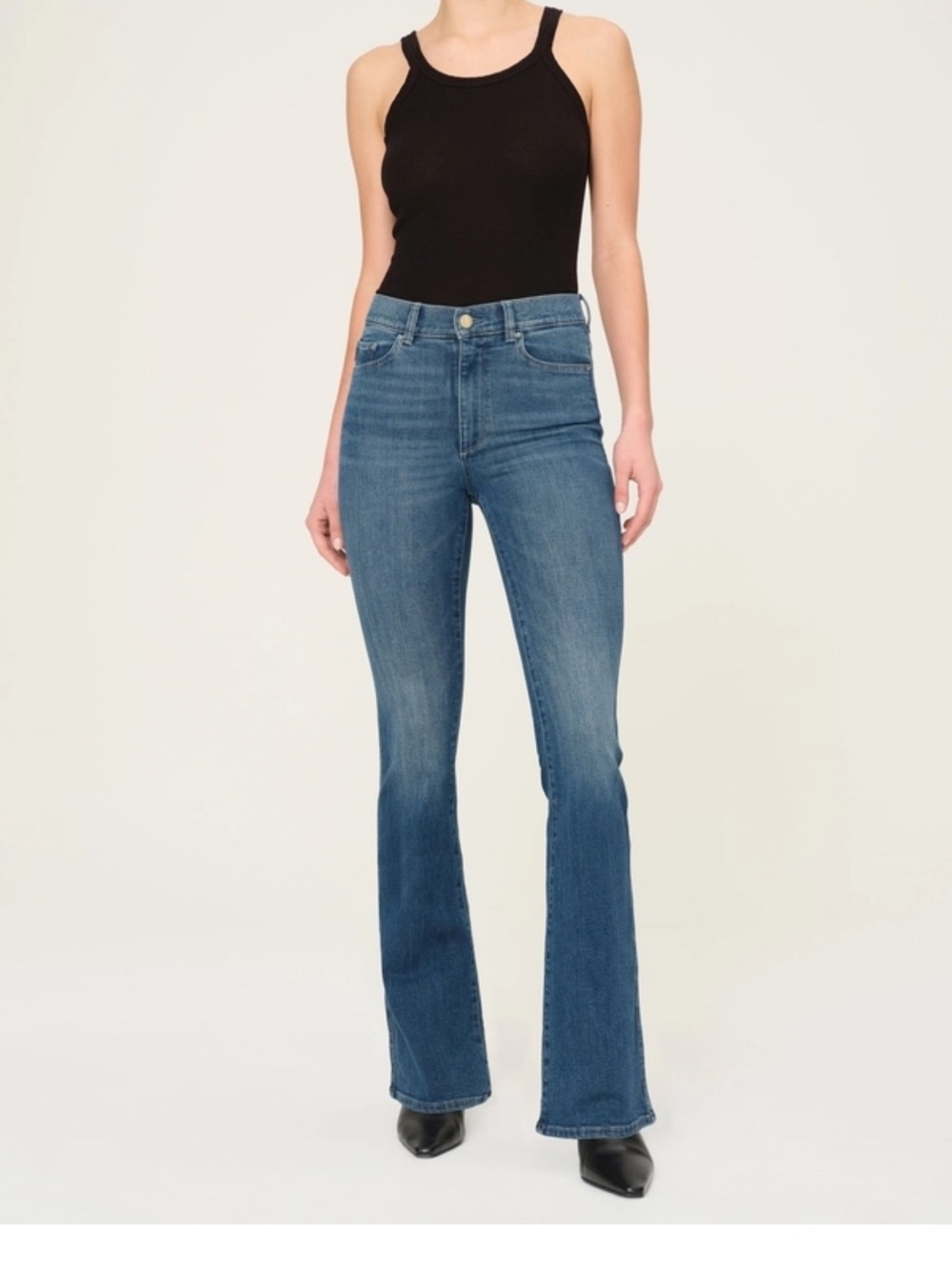 DL1961 Mid-Rise Blue Flare Jeans